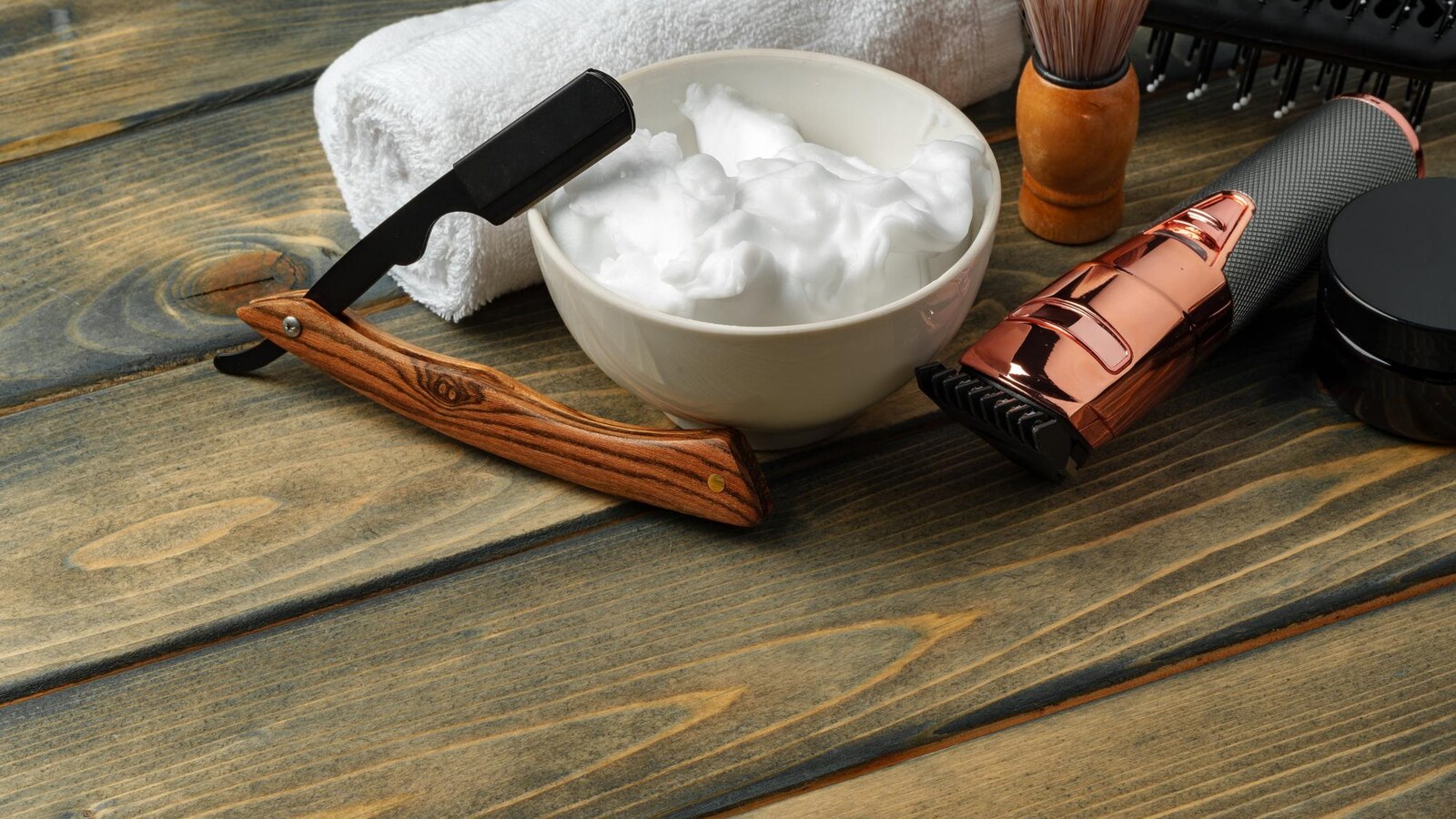 Hair styling product and comb set near a sink for a simple morning routine
